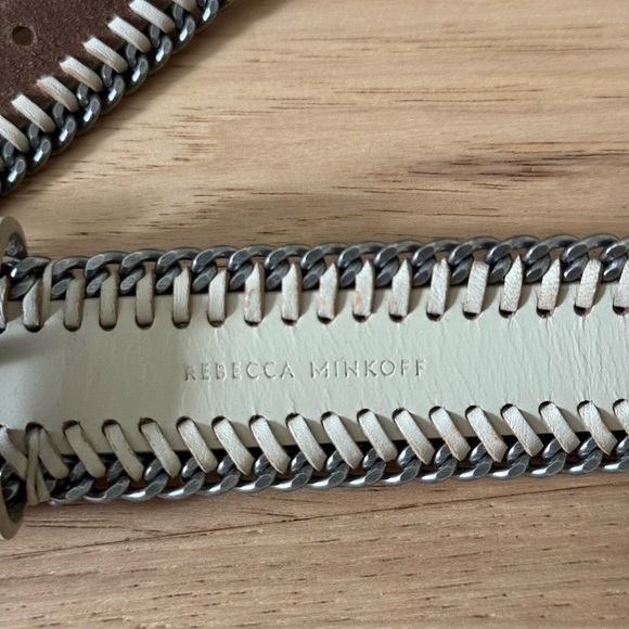 Rebecca Minkoff Cream and Brown Leather Chain 
Edge-Laced-Chain Leather Belt main image 5
